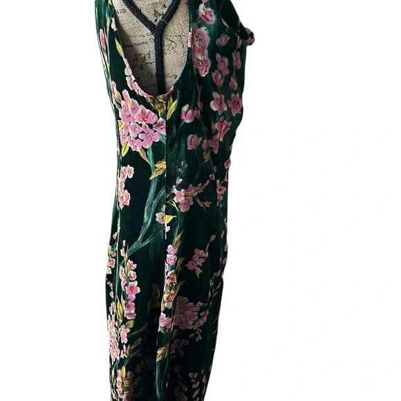 Floral Midi Dress in Green and Pink - Picture 3 of 5